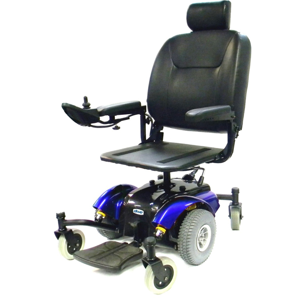 Intrepid Mid-Wheel Power Wheelchair - 18 Inch Captain Seat Blue - Click Image to Close